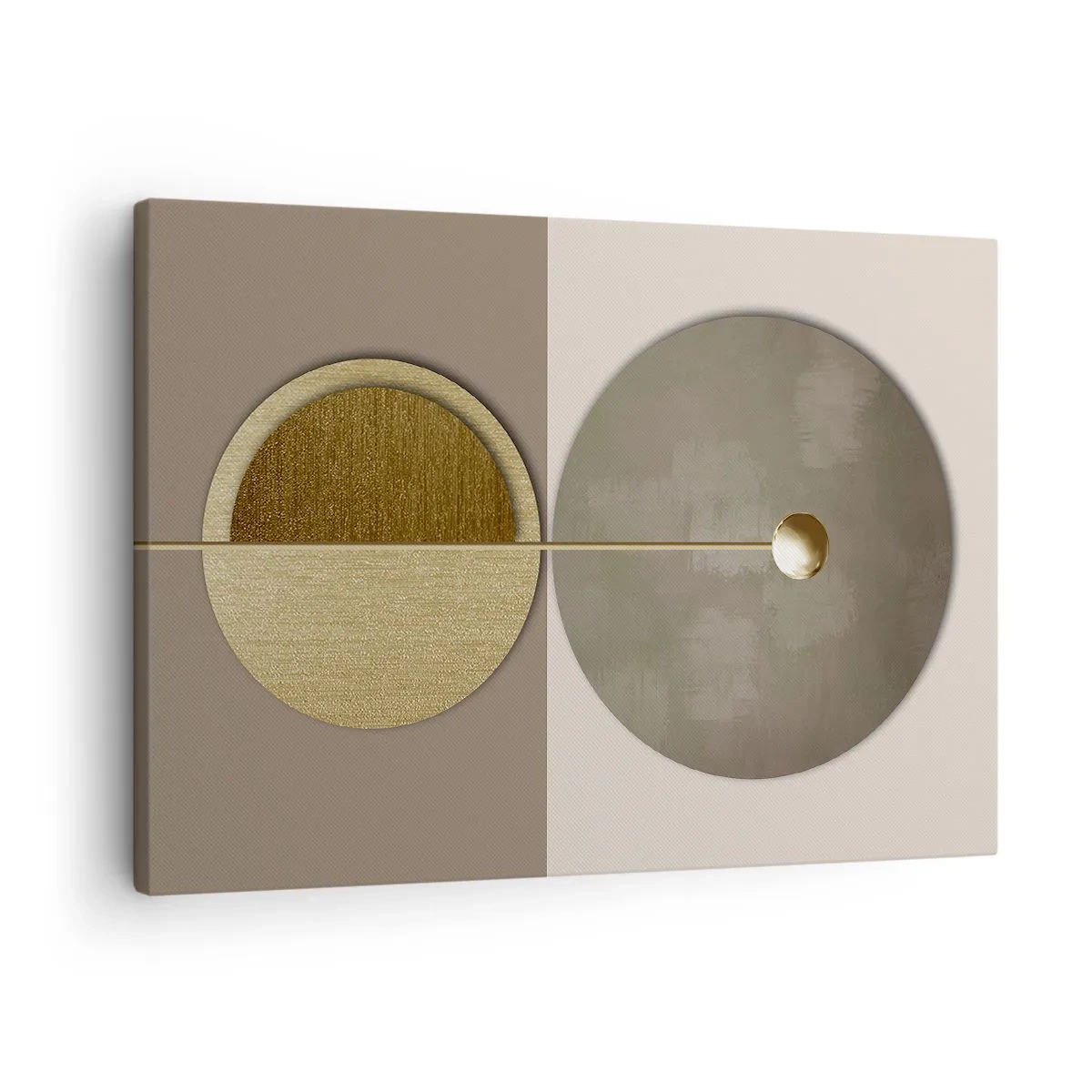 Canvastavla - Bild på duk - Abstrakta cirklar i nyanser av guld och beige - 70x50cm - Perfekt balans - Modern väggdekoration för vardagsrum och sovrum ARTTOR