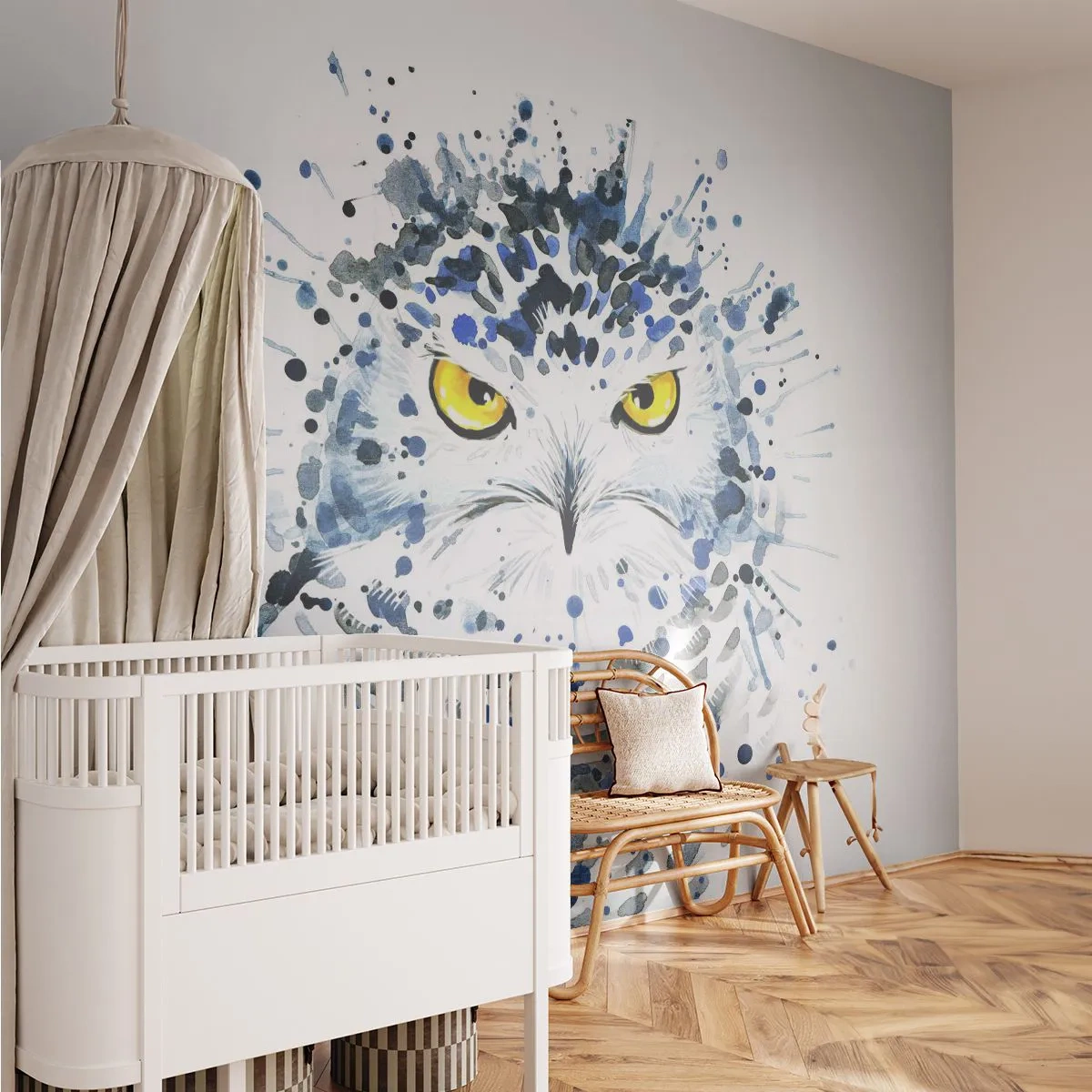 Fototapet Premium Canvas - Rakt in i ögonen - Fågel, Uggla, Djur - 250x175 cm