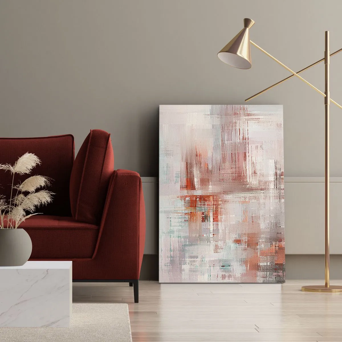 Canvastavla - Bild på duk - Dimmigt. Rosa - 65x120 cm