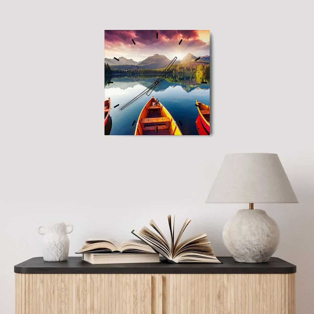 Väggklocka - Klocka på glas - Ingenting mot naturen - 40x40 cm