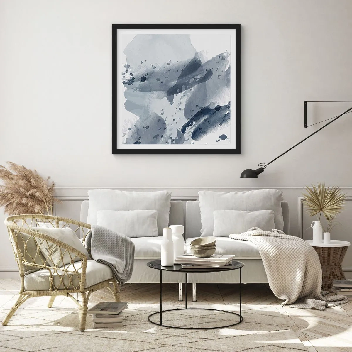 Affisch i svart ram - Studie om vattnets natur - 40x40 cm