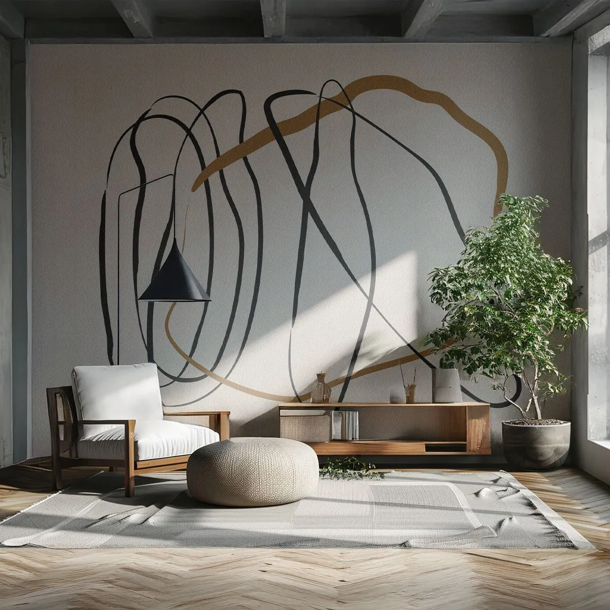 Fototapet Standard Eco - Komposition: besittande dans - Bit, Minimalistisk, Art déco - 350x256 cm