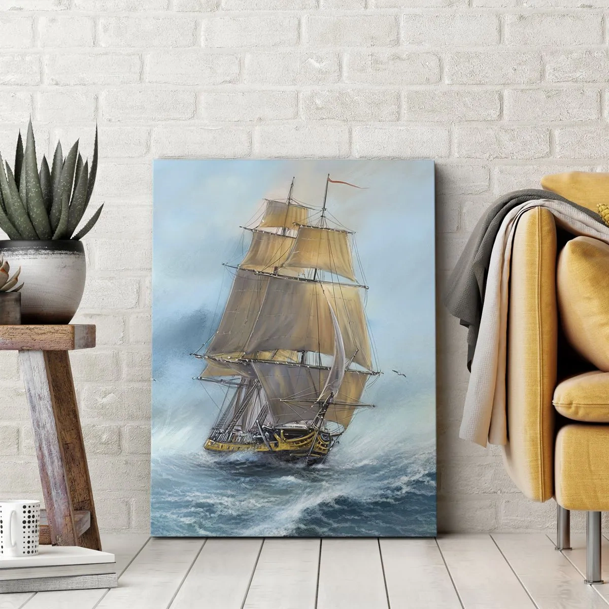 Canvastavla - Bild på duk - Vinkande genom vågorna - 50x70 cm
