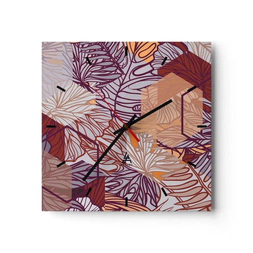 Väggklocka - Klocka på glas - Ett möjligt förhållande mellan geometrin och naturen - 30x30 cm