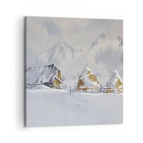 Canvastavla - Bild på duk - I snödalen - 50x50 cm