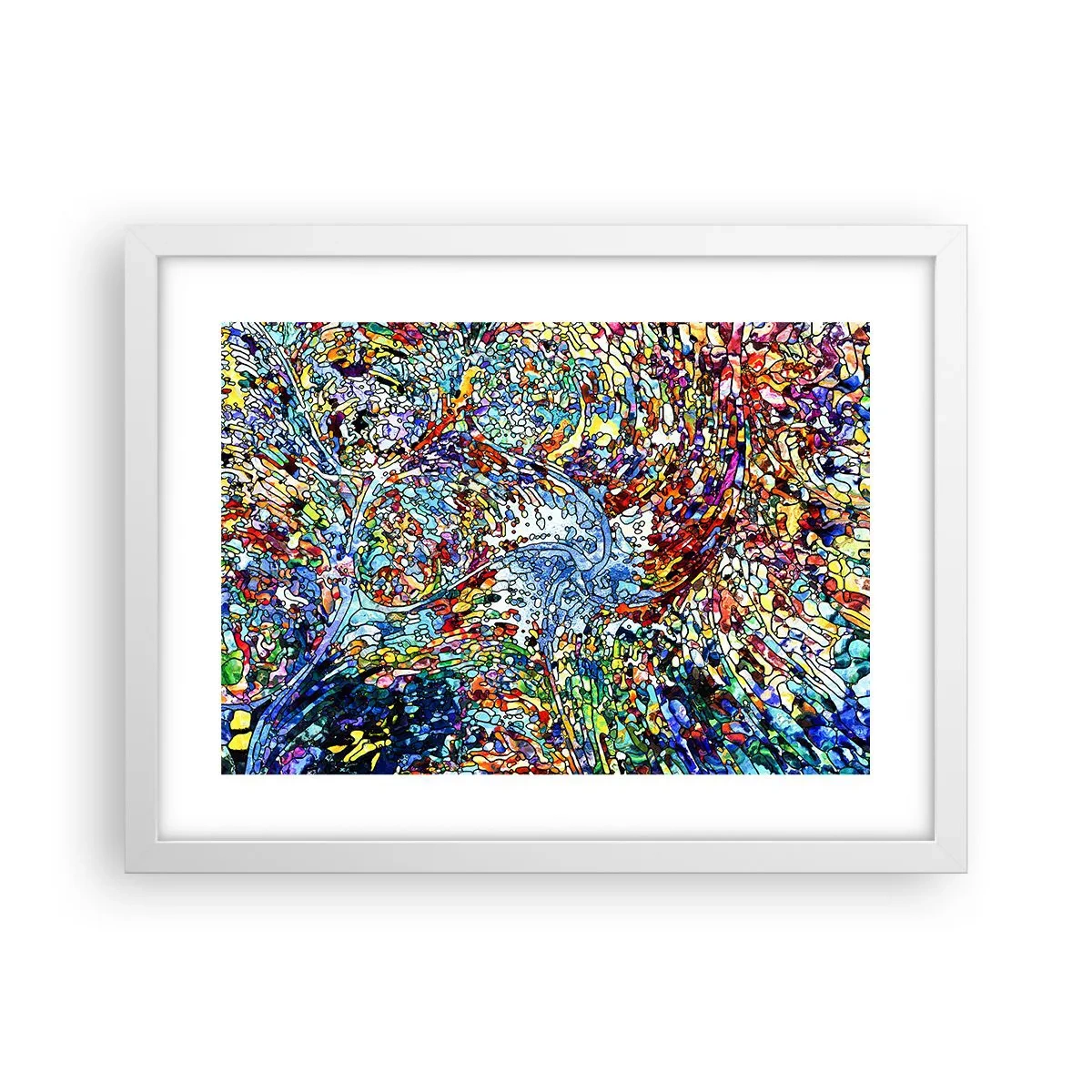 Affisch i vit ram - Glasmålning - droppar  - 40x30 cm