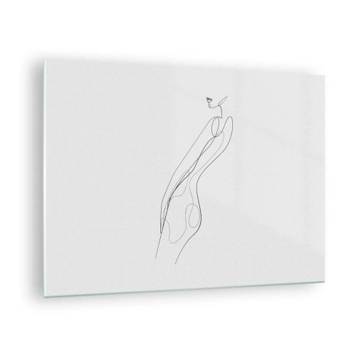 Glastavla - Bild på glas - En minimalistisk linje som avbildar en kvinnlig silhuett - 70x50cm - Bara en utfästelse - Modern väggdekoration för vardagsrum och sovrum ARTTOR