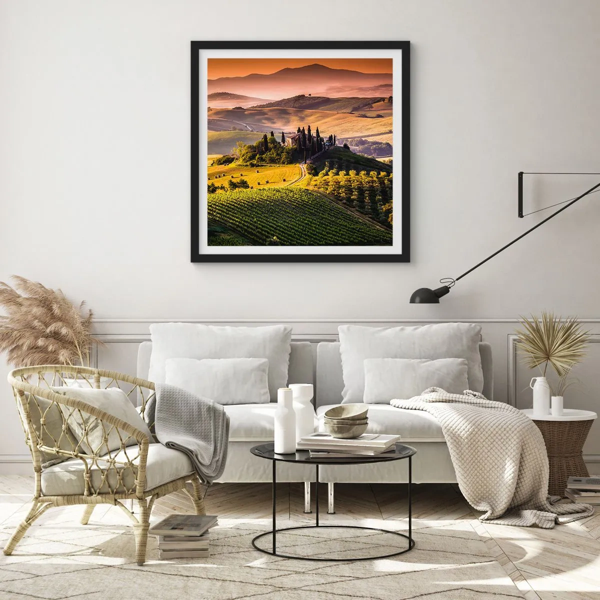Affisch i svart ram - Arkadia - toskanskt landskap - 30x30 cm
