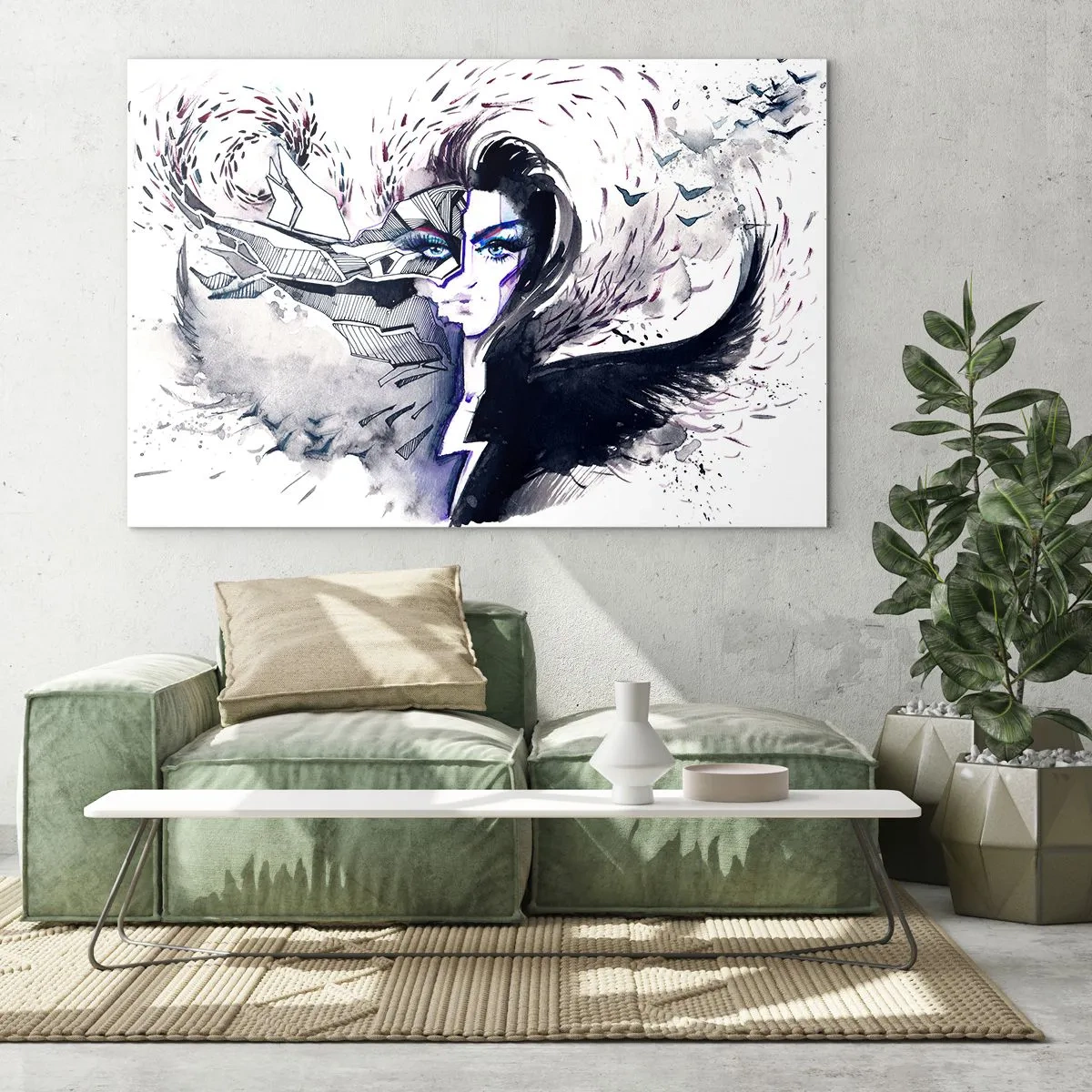 Glastavla - Bild på glas - Demonisk och vacker - 100x70 cm