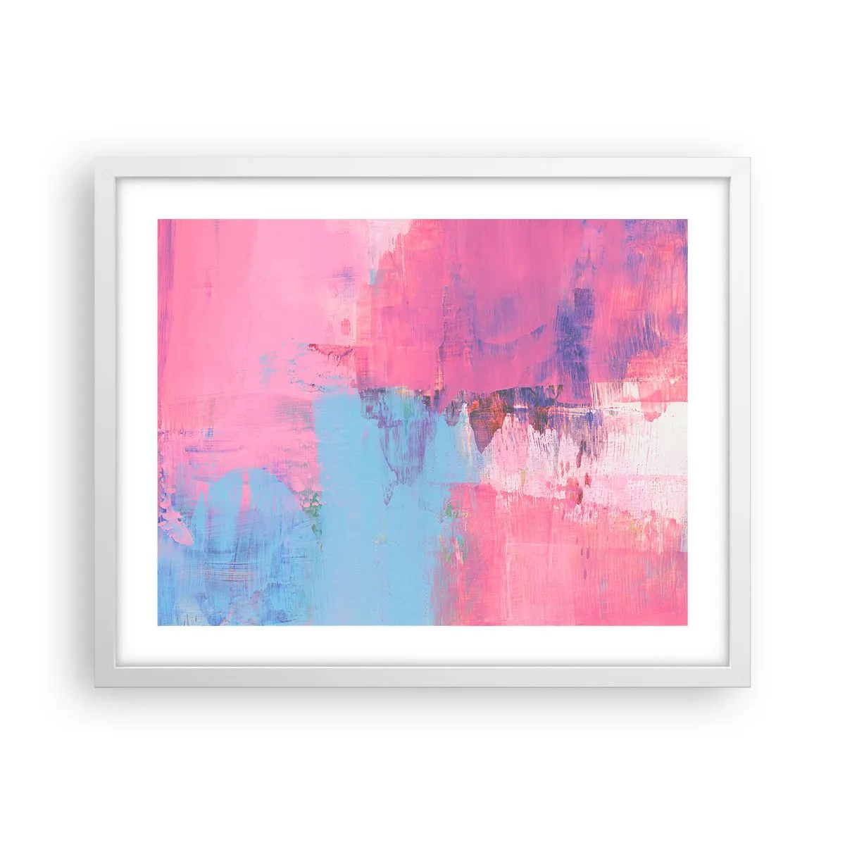 Affisch i vit ram - Rosa, blått och en gnutta ljus - 50x40 cm