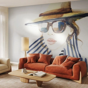 Självhäftande Fototapet Deluxe Sticker - Välkommen till Florida! - Kvinnans ansikte, Porträtt av en kvinna, Mode - 200x140 cm