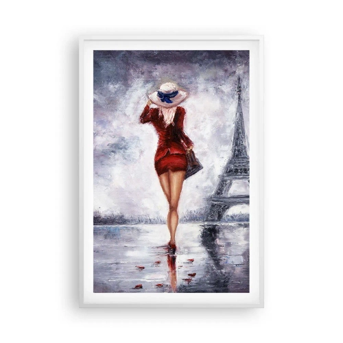 Affisch i vit ram - Symboler av Paris - 61x91 cm