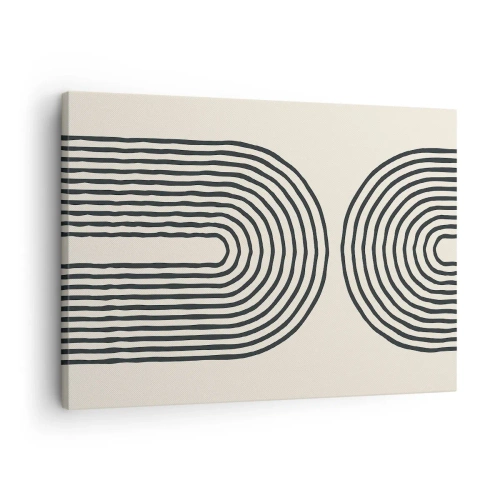 Canvastavla - Bild på duk - Abstrakt geometriskt mönster med symmetriska linjer på en ljus bakgrund - 70x50cm - Om en stund... - Modern väggdekoration för vardagsrum och sovrum ARTTOR
