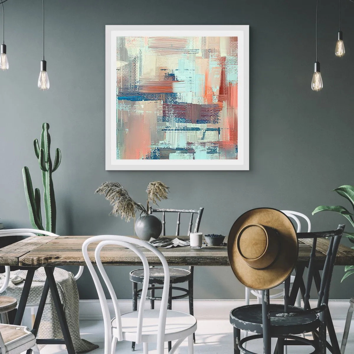 Affisch i vit ram - Att nå ljuset - 60x60 cm