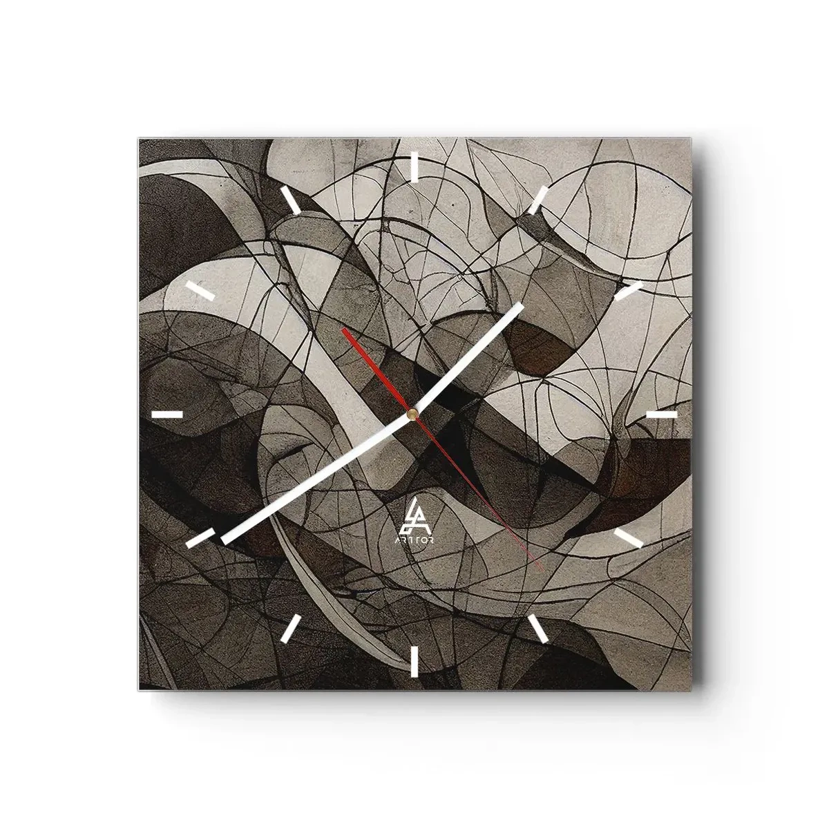 Väggklocka - Klocka på glas - Cirkulation av jordens färger - 30x30 cm