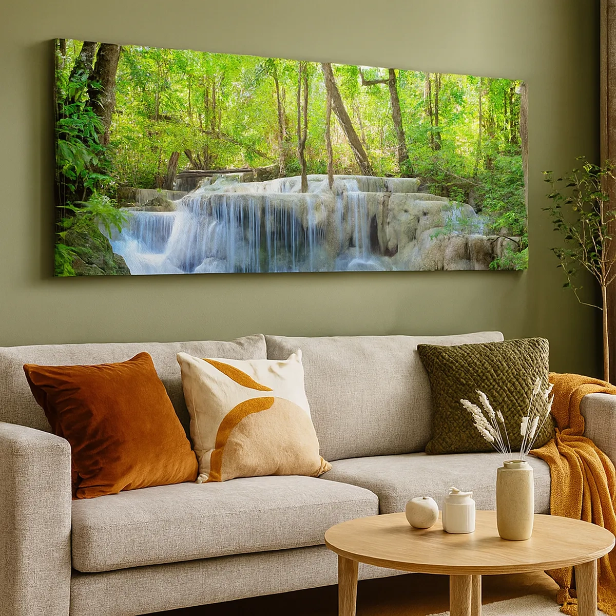 Canvastavla - Bild på duk - Sjunka i turkos och grön - 30x30 cm