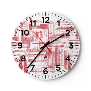 Väggklocka - Klocka på glas - Röd stad - 40x40 cm