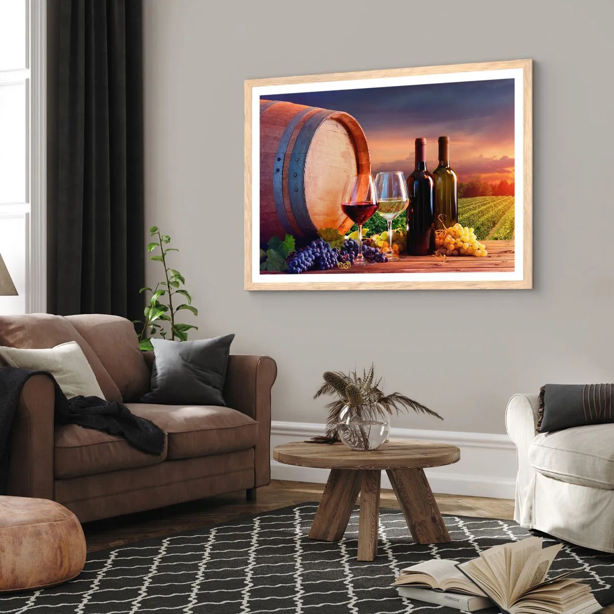 Affisch i ram av ljusek - Här smakar livet - 91x61 cm