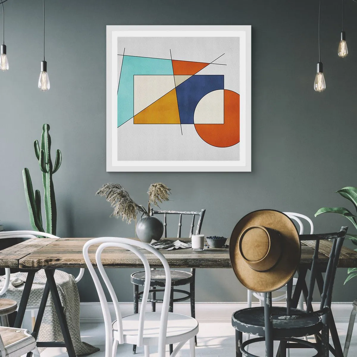 Affisch i vit ram - Abstraktion: modernistiskt nöje - 50x50 cm