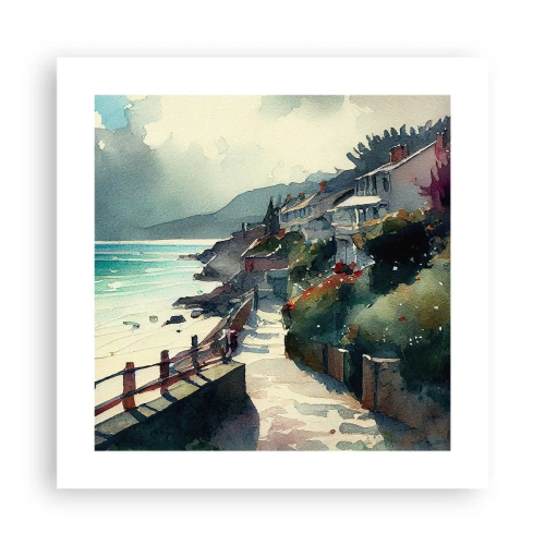 Affisch - Medelhavsstad - 40x40 cm