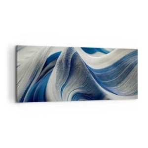 Canvastavla - Bild på duk - Flöde av blått och vitt - 100x40 cm
