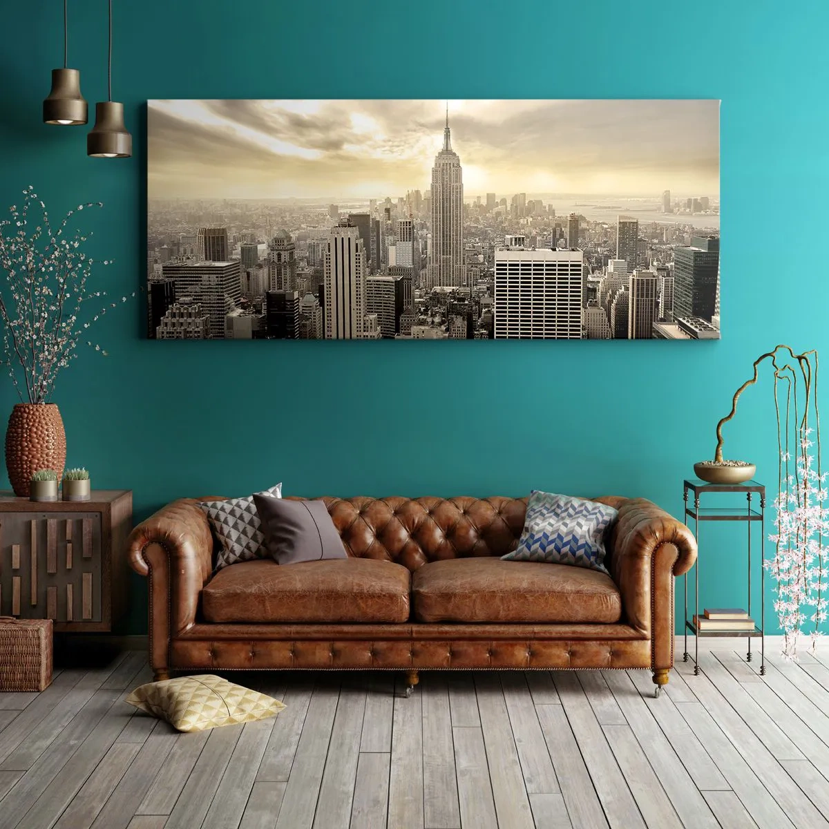 Canvastavla - Bild på duk - New York i grånyanser - 120x50 cm