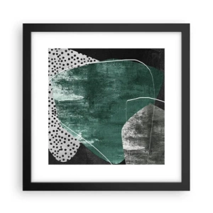 Affisch i svart ram - Färgstark abstraktion med en guldflinga - 30x30 cm