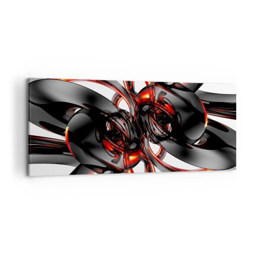 Canvastavla - Bild på duk - Rörelse i grafit och röd - 120x50 cm