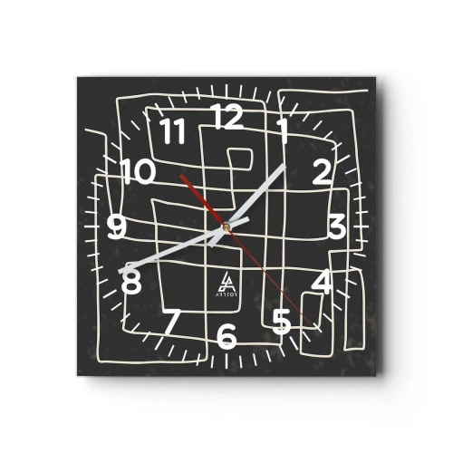 Väggklocka - Klocka på glas - Inte så enkelt - 40x40 cm
