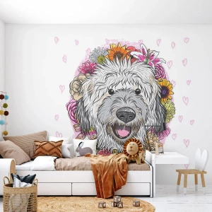Fototapet Premium Sand - Valpglädje - Abstraktion, Hund, För barn - 400x280 cm