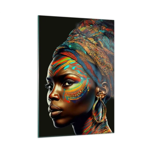 Glastavla - Bild på glas - Afrikansk drottning - 50x70 cm