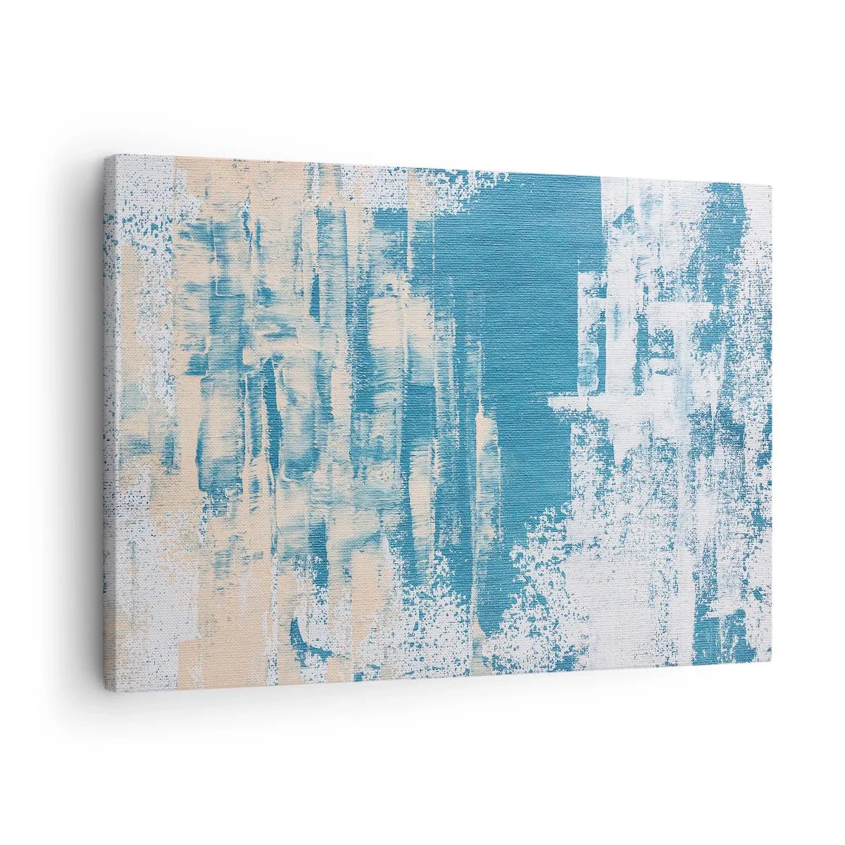 Canvastavla - Bild på duk - Abstrakt komposition i nyanser av blått och vitt - 70x50cm - Genom istapp - Modern väggdekoration för vardagsrum och sovrum ARTTOR