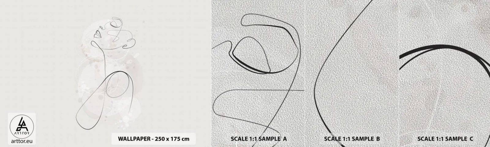 Provbit av fototapet Premium Sand - Skönhetens spiral - Grafik, Kvinna, Bit - 100x30 cm
