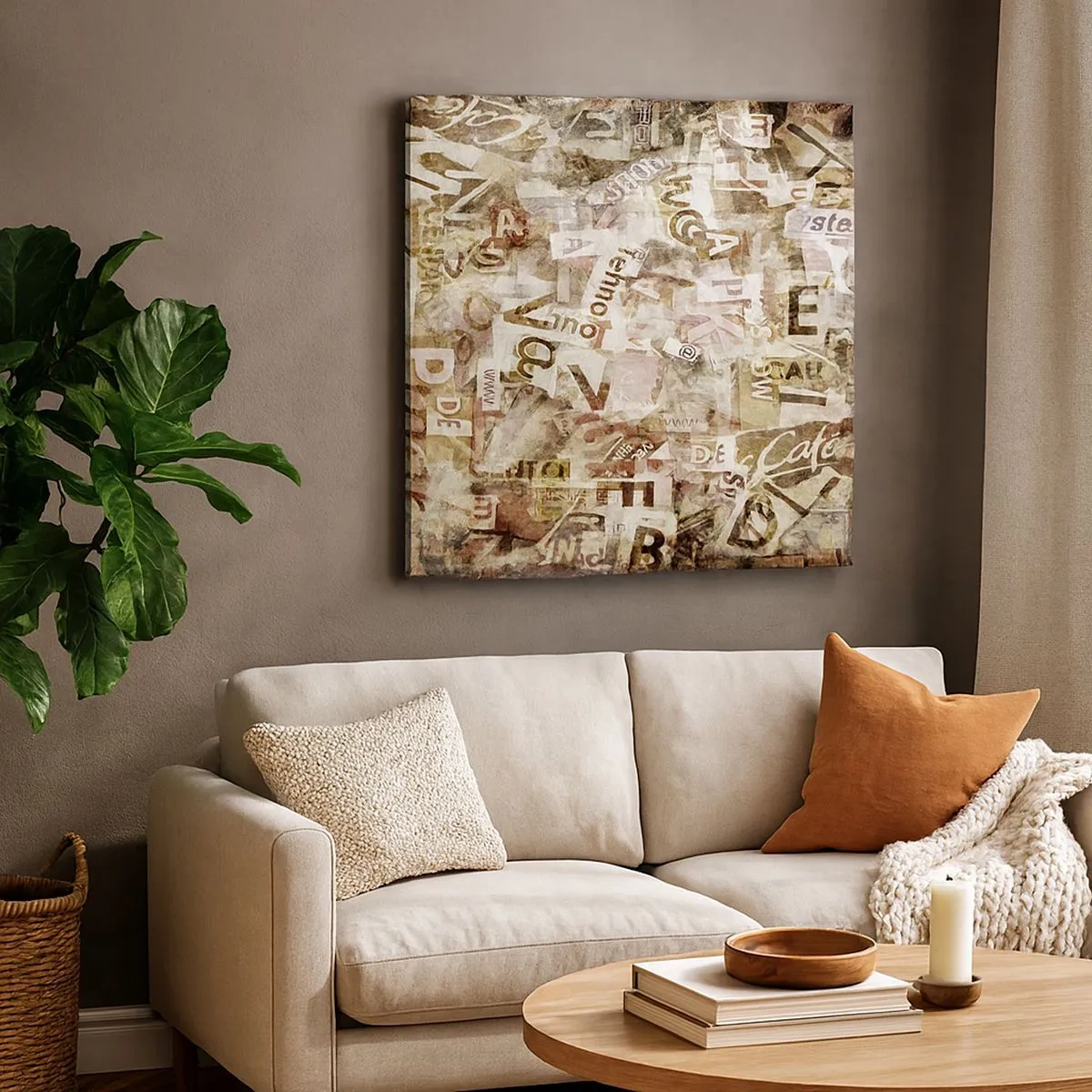 Canvastavla - Bild på duk - Snacket reduceras till enstaka bokstäver - 30x30 cm