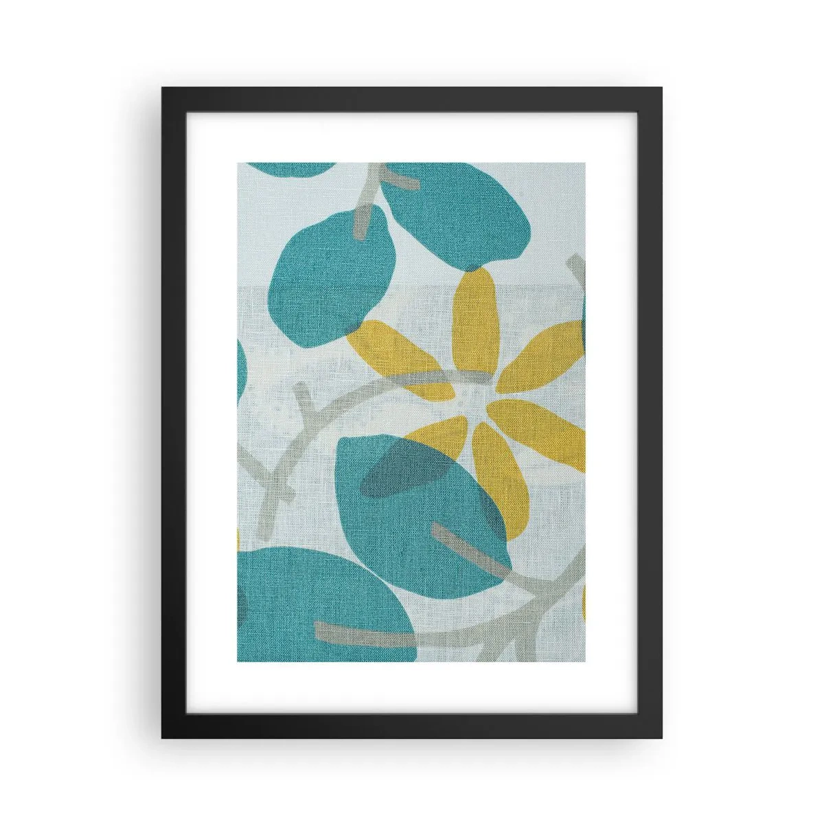 Affisch i svart ram - Bland azurblå blad - 30x40 cm
