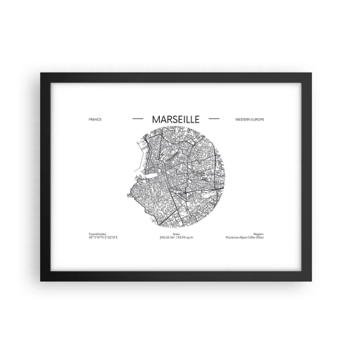 Affisch i svart ram - Marseilles anatomi - 40x30 cm