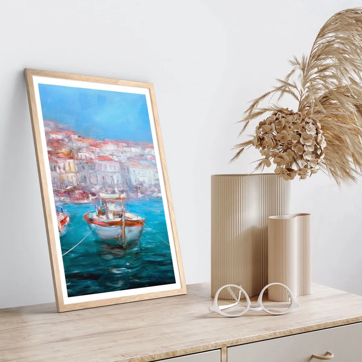 Affisch i ram av ljusek - Italiensk vik - 61x91 cm