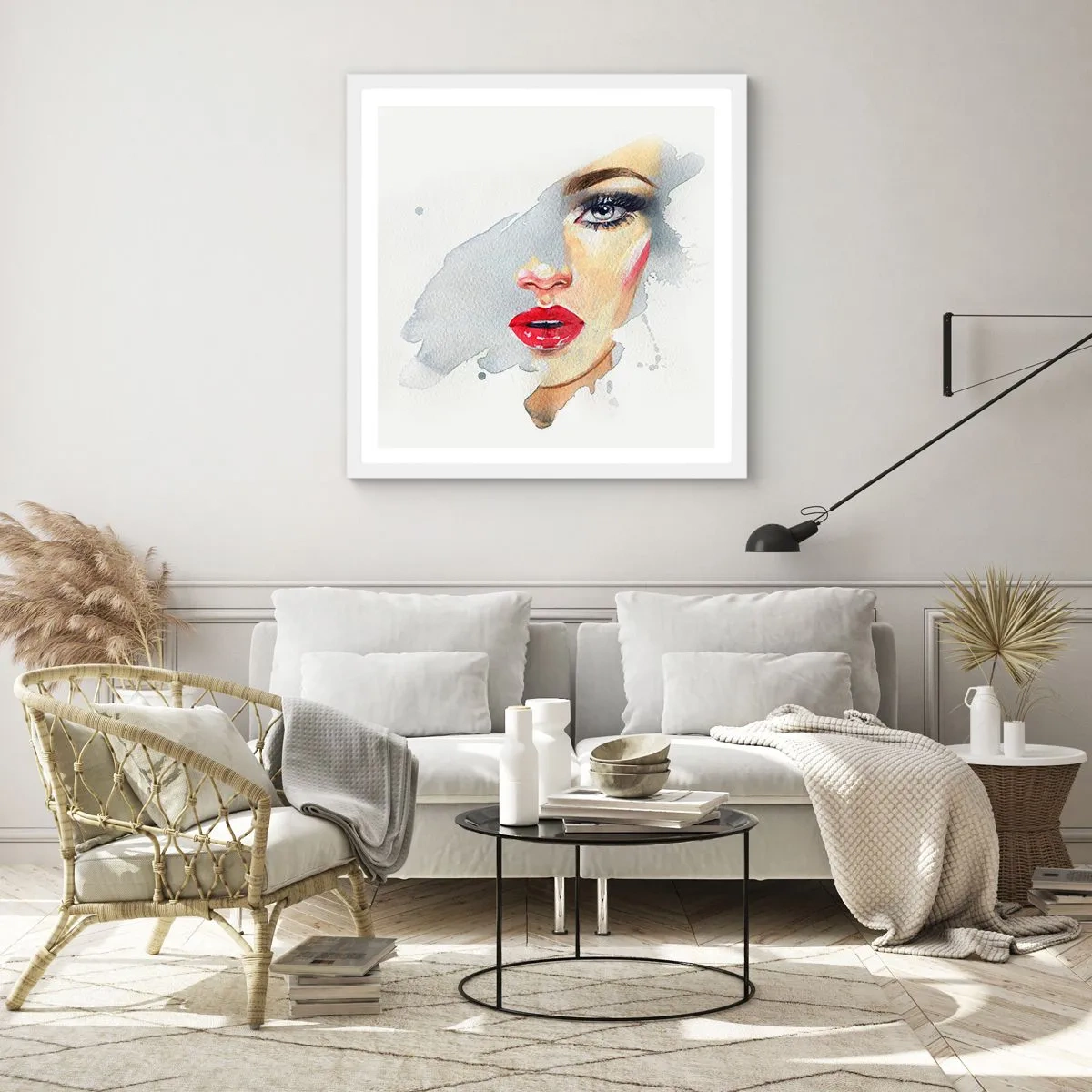 Affisch i vit ram - Reflektion i vattendroppe - 60x60 cm