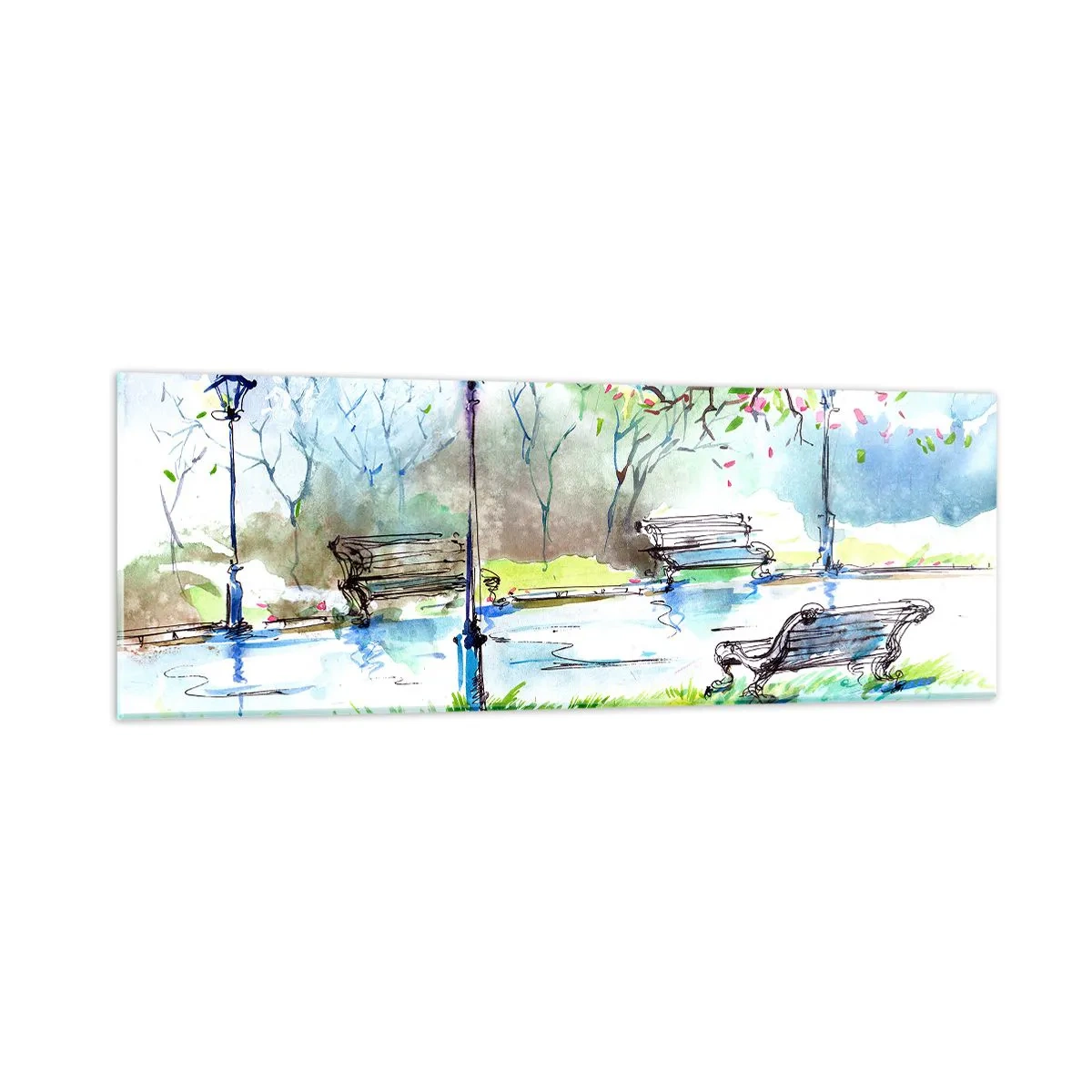 Glastavla - Bild på glas - Parktystnadens charm - 90x30 cm