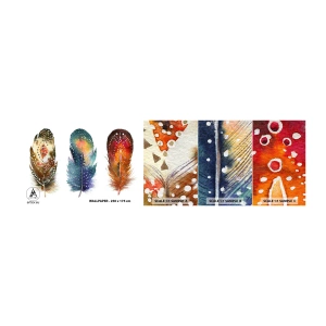 Provbit av självhäftande fototapet Deluxe Sticker - Ritualer, seder, hemligheter - Fågelfjäder, Fågel, Abstraktion - 100x30 cm