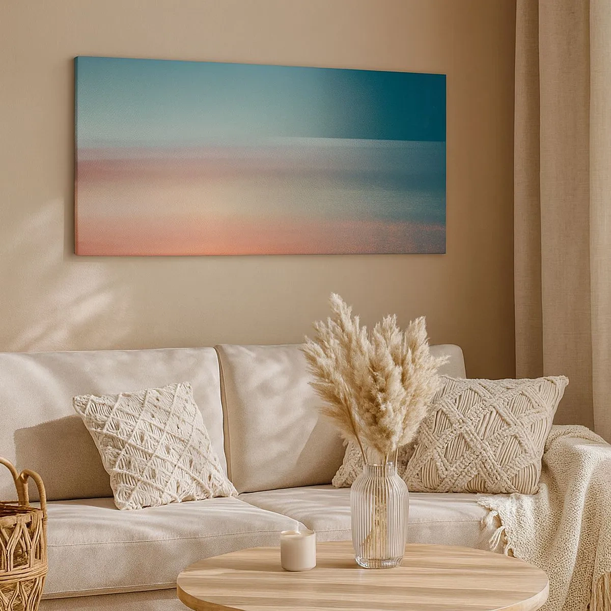 Canvastavla - Bild på duk - Abstraktion: ljusvågor - 100x40 cm