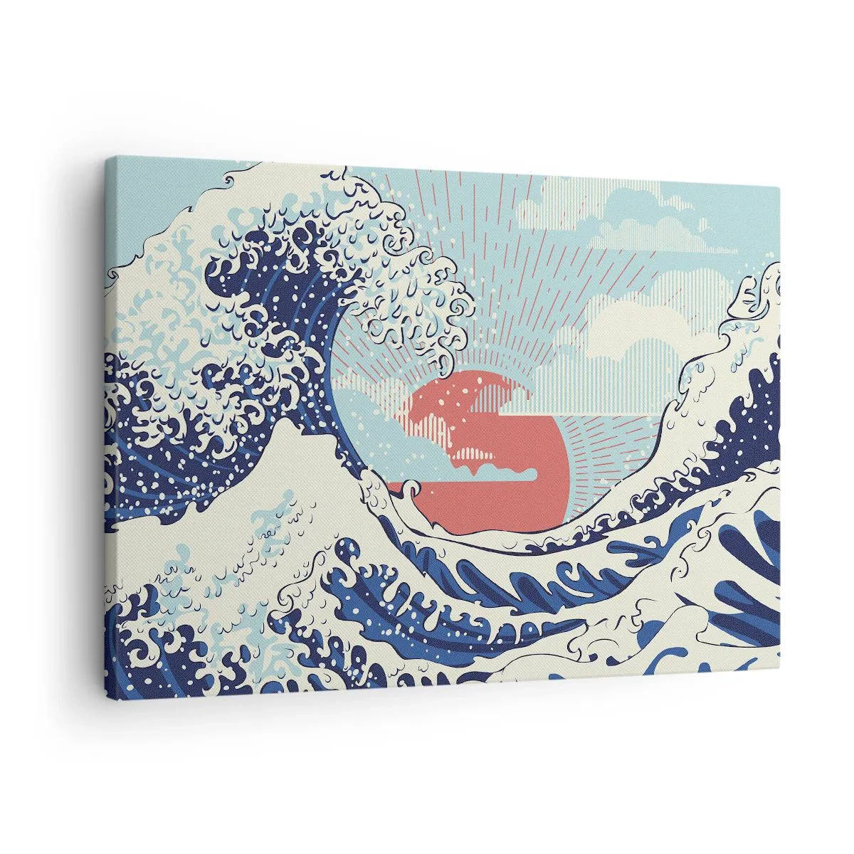 Canvastavla - Bild på duk - Havsvågor och en solnedgång i japansk stil - 70x50cm - Ur japanska inspirationer - Modern väggdekoration för vardagsrum och sovrum ARTTOR