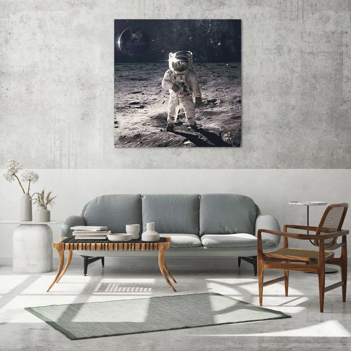 Glastavla - Bild på glas - Hälsningar från månen - 40x40 cm