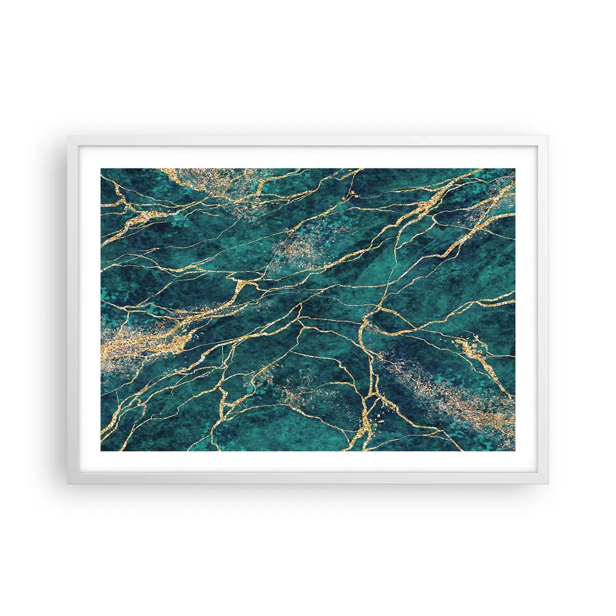 Affisch i vit ram - Guldåder - 70x50 cm