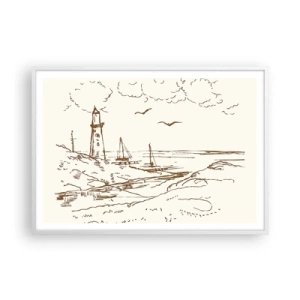 Affisch i vit ram - Sommarminnets kontur - 100x70 cm