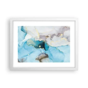 Affisch i vit ram - Studie över mötet mellan grå och turkos - 40x30 cm