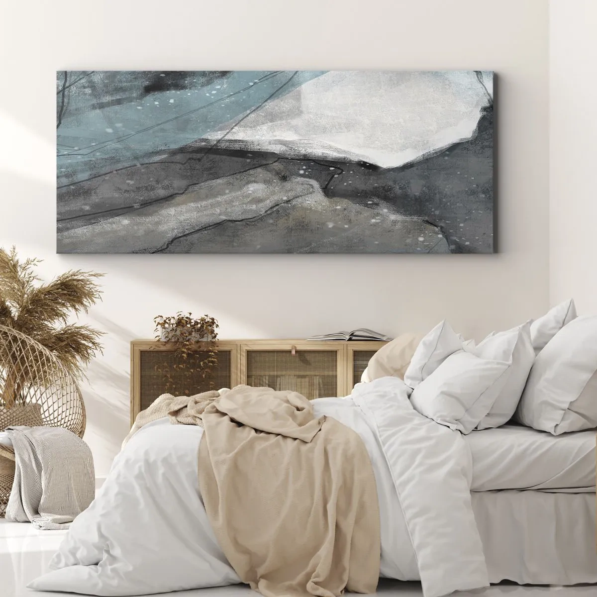 Canvastavla - Bild på duk - Abstraktion: stenar och is - 100x40 cm
