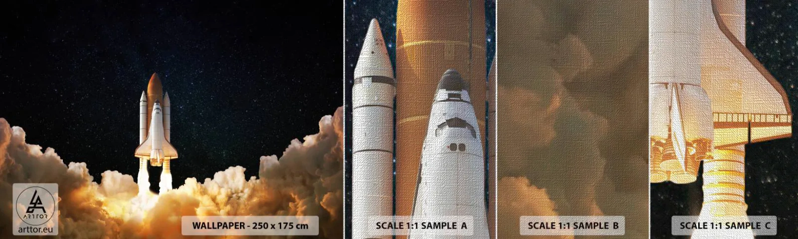 Provbit av fototapet Premium Canvas - Ad astra! - Kosmos, Astronomi, Rymdskepp - 100x30 cm