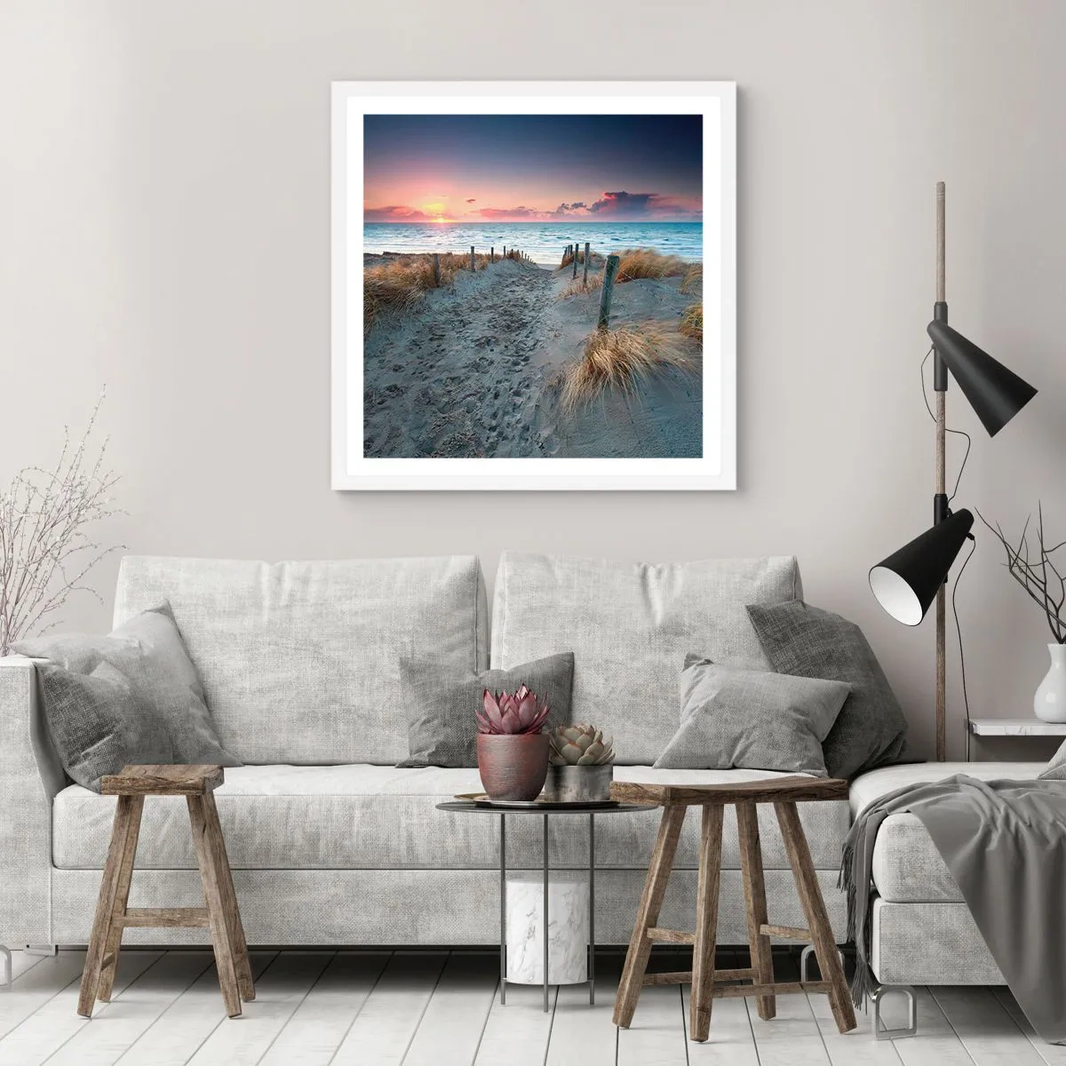 Affisch i vit ram - Utspilld skenregnbåge... - 50x50 cm