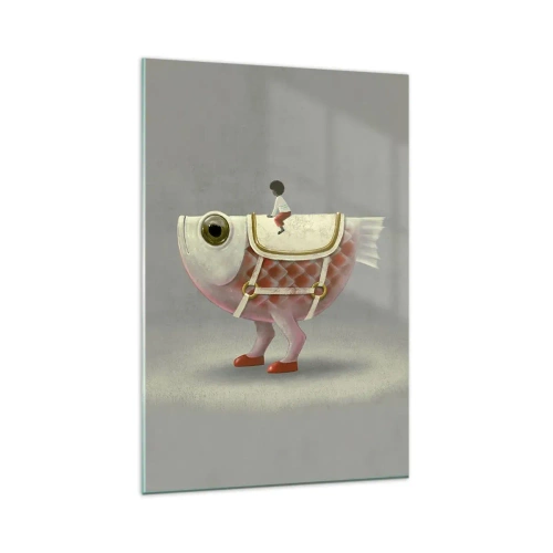 Glastavla - Bild på glas - Fiskryttare - 80x120 cm